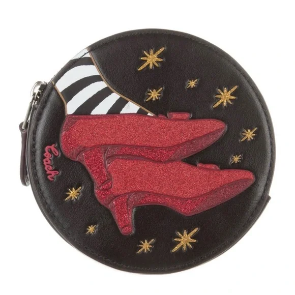 COACH x The Wizard of Oz Ruby Slippers Round Coin Case RARE HTF - Picture 6 of 14